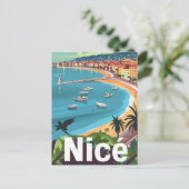 Nice Frankrijk Retro Reizen Illustratie Briefkaart (Staand voorkant)
