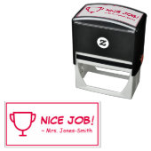 "NICE JOB!" Commendement Rubber Stamp Zelfinktende Stempel (In situ)