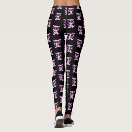 Nice Kat - Wit en Paars Leggings (Achterkant)