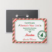 Nice List Christmas Diploma Certificate Button (Voorkant / Achterkant)