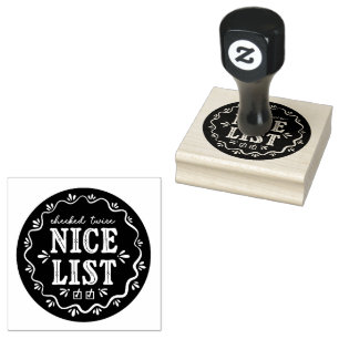Nice List kerstelf Noordpoolstempel Rubberstempel