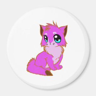 NICE LITTLE Fuchsia, PINK AND BROWN KITTEN Magneet