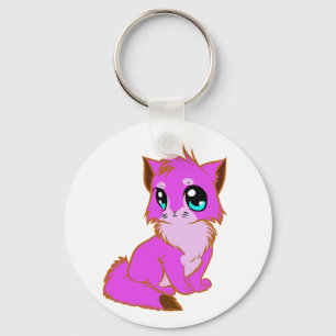 NICE LITTLE Fuchsia, PINK AND BROWN KITTEN Sleutelhanger
