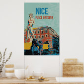 Nice Massena Illustration Carré France Poster (Cuisine)