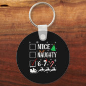 Nice Naughty 67 Funny Christmas Brainrot Six Seven Sleutelhanger (Voorkant)