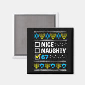 Nice Naughty 67 Six Seven Ugly Hanukkah Sweater Ch Magneet (Voorkant / Achterkant)