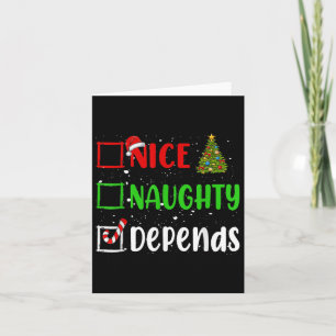 Nice Naughty Afhankelijk van Kerstlijst Vakantie X Kaart