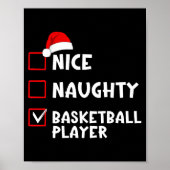 Nice Naughty Basketball Player Funny Christmas Lis Poster (Voorkant)