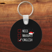 Nice Naughty English Christmas Checklist Funny Eng Sleutelhanger (Voorkant)