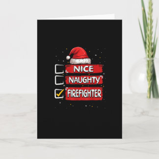 Nice Naughty Firefighter Christmas List Kaart
