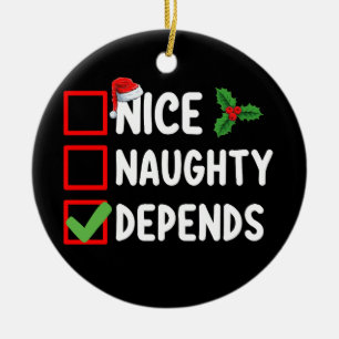 Nice Naughty Hangt Kerstlijstvakantie af Keramisch Ornament
