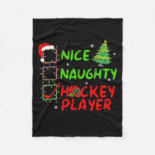 Nice Naughty Hockey Player Check List Christmas Sa Fleece Deken (Voorkant)