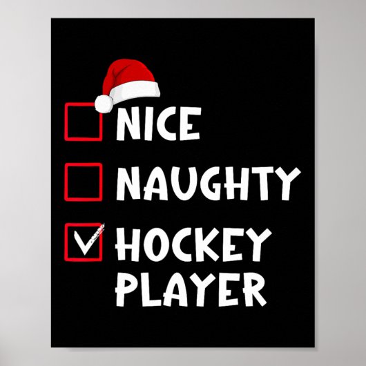 Nice Naughty Hockey Player List kerstkerstkerstker Poster (Voorkant)