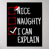 Nice Naughty I Can Explain Funny Christmas Poster (Voorkant)