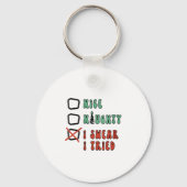 Nice Naughty I Swear I Tried Funny Christmas Check Sleutelhanger (Voorkant)