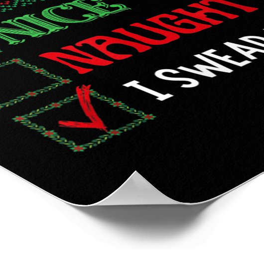 Nice Naughty I Swear I Tried Funny Christmas Xmas Poster (Hoek)
