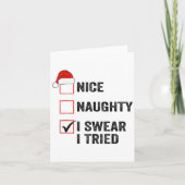 Nice, Naughty, I Swear I Tried Santa Funny Christm Kaart (Voorkant)