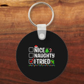 Nice Naughty I Tried Christmas List Family Xmas Pa Sleutelhanger (Voorkant)