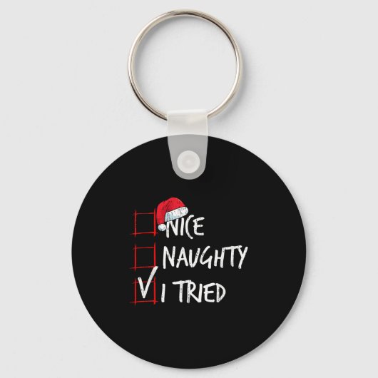 Nice Naughty I Tried Christmas List Santa Costume Sleutelhanger (Voorkant)