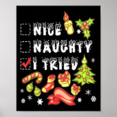 Nice Naughty I Tried Funny Candy Christmas Pajama Poster (Voorkant)