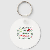 Nice Naughty I Tried Funny Christmas Family Matchi Sleutelhanger (Voorkant)