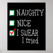 Nice Naughty I Tried Funny Christmas Family Pajama Poster (Voorkant)