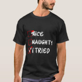 Nice Naughty I Tried Funny Christmas Family Pajama T-shirt (Voorkant)