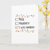 Nice Naughty I Was Hangry List Christmas  Kaart (Gele Bloem)