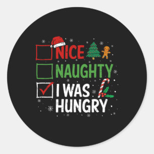 Nice Naughty, ik was hongerige kerstpajama's Li Ronde Sticker