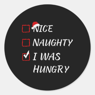 Nice Naughty, ik was hongerige kerstpajama's Li Ronde Sticker