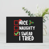 Nice Naughty, ik zweer dat ik kerst heb geprobeerd Kaart (Staand voorkant)