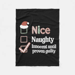 Nice Naughty Innocent tot bewezen Guilty Christma Fleece Deken