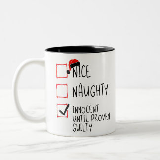 Nice Naughty Innocent tot bewezen Guilty Christma Tweekleurige Koffiemok