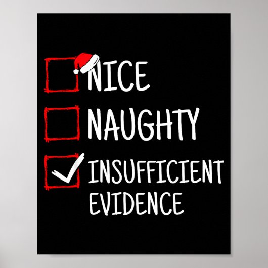 Nice Naughty Insufficient Evidence Funny Christmas Poster (Voorkant)