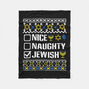 Nice Naughty Jewish Hanukkah Chanukah Joodse Sweat Fleece Deken