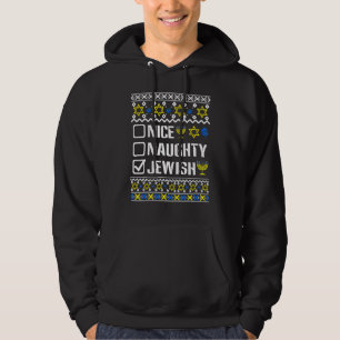 Nice Naughty Jewish Hanukkah Chanukah Joodse Sweat Hoodie