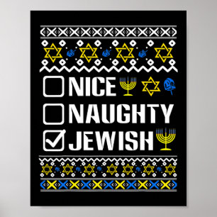 Nice Naughty Jewish Hanukkah Chanukah Joodse Sweat Poster