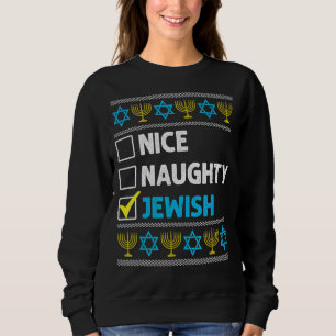 Nice Naughty Jewish Hanukkah Ugly Kerstmis Chanuk Trui