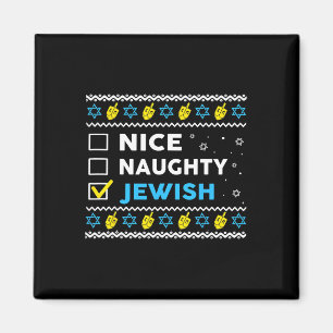 Nice Naughty Jewish Ugly Hanukkah Sweater Chanukah Magneet