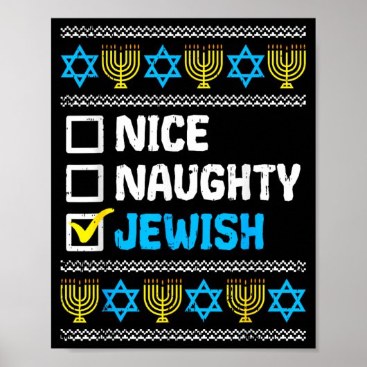 Nice Naughty Jewish Ugly Hanukkah Sweater Chanukah Poster (Voorkant)