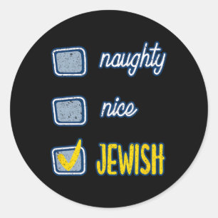 Nice Naughty Jewish Ugly Hanukkah Sweater Chanukah Ronde Sticker