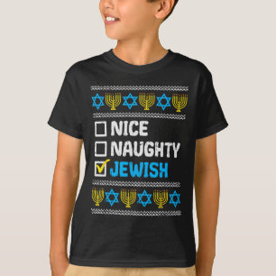 Nice Naughty Jewish Ugly Hanukkah Sweater Chanukah T-shirt