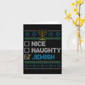 Nice Naughty Jewish Ugly KerstSweater Funny H Kaart (Gele Bloem)