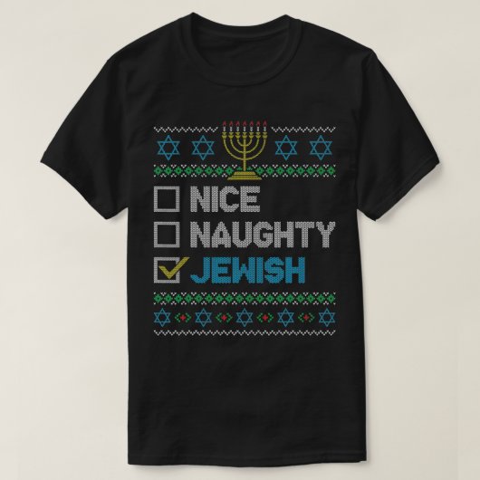 Nice Naughty Jewish Ugly KerstSweater Funny H T-shirt (Design voorkant)