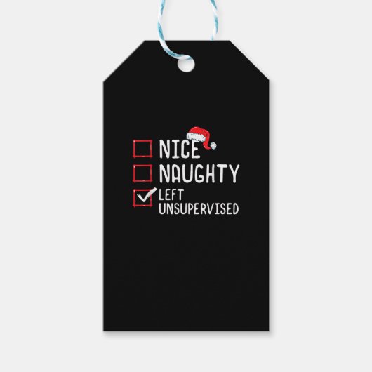 Nice Naughty Left Unsupervised Christmas List  Cadeaulabel (Voorkant)