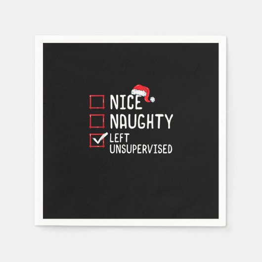 Nice Naughty Left Unsupervised Christmas List Servet (Voorkant)