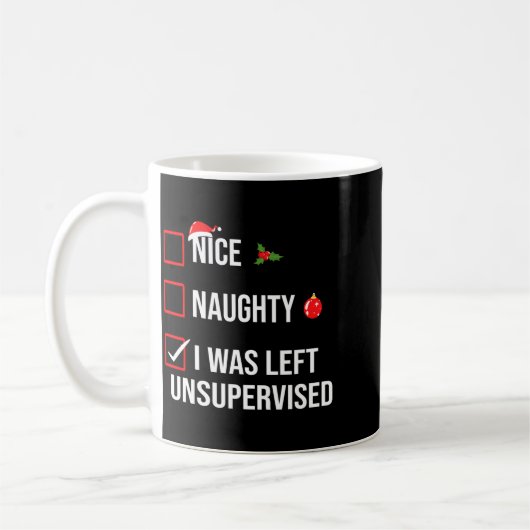 Nice Naughty Left Unsupervised Funny Christmas Koffiemok (Links)