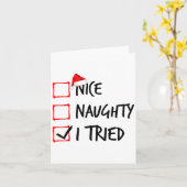 Nice Naughty List I Tried Funny Christmas Santa Cl Kaart (Gele Bloem)