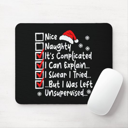 Nice Naughty Multi Checklist Funny Christmas List Muismat (Met muis)