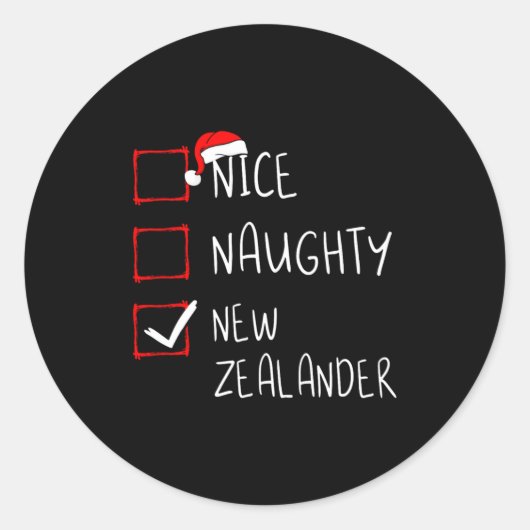 Nice Naughty New Zealander Christmas New Zealand H Ronde Sticker (Voorkant)